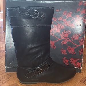 Black leather boots